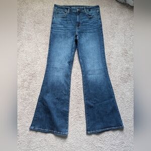American Eagle Jeans Size12 Womens Blue Super High Rise  Flare NWOT